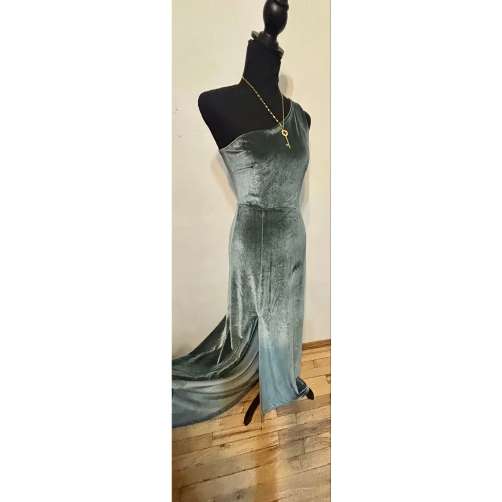 Baltic Born Velvet Whimsigoth One Shoulder Maxi Dress Soft Stretch size XS